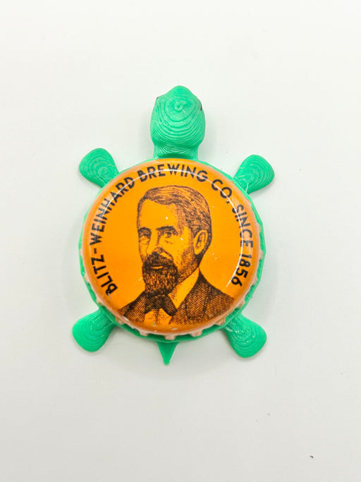 Blitz Weinhard Brewing (Orange) - Bottle Cap Magnet Turtle Shell Shocked Art