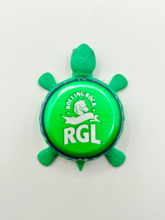 Rolling Rock RGL (Rock Green Light) - Bottle Cap Magnet Turtle
