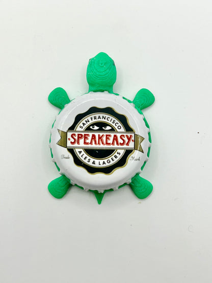 Speakeasy Ales & Lagers - Bottle Cap Magnet Turtle Shell Shocked Art