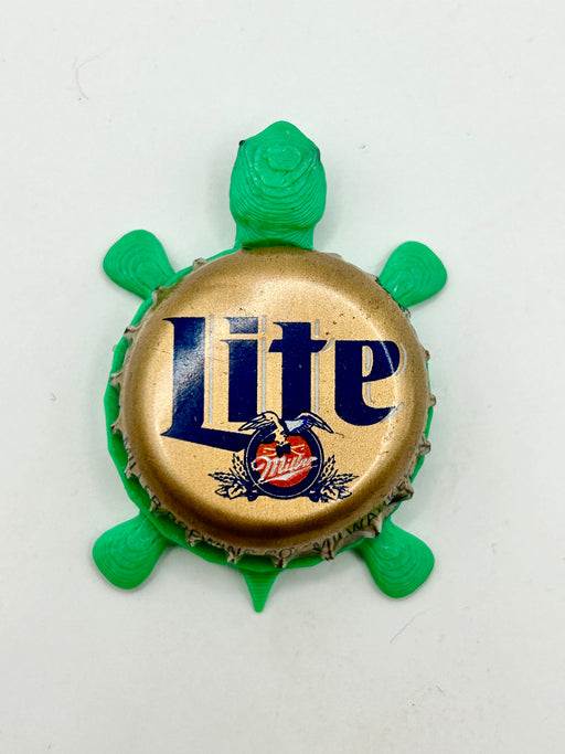 Miller Lite (Vintage, Gold with Eagle) - Bottle Cap Magnet Turtle Shell Shocked Art