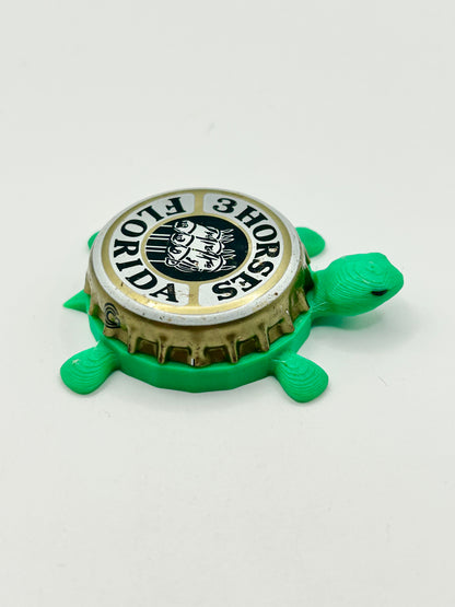 3 Horses Florida - Bottle Cap Magnet Turtle Shell Shocked Art