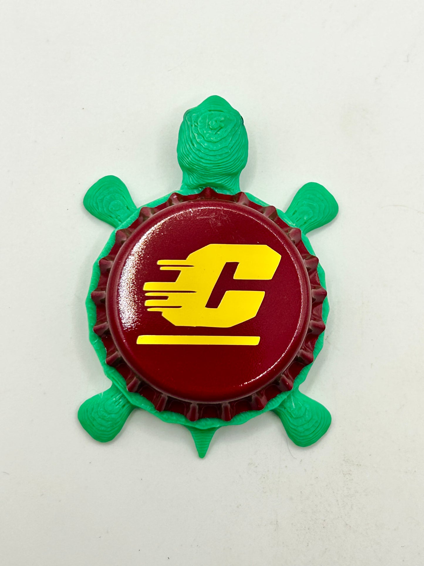 Central Michigan - Bottle Cap Magnet Turtle Shell Shocked Art