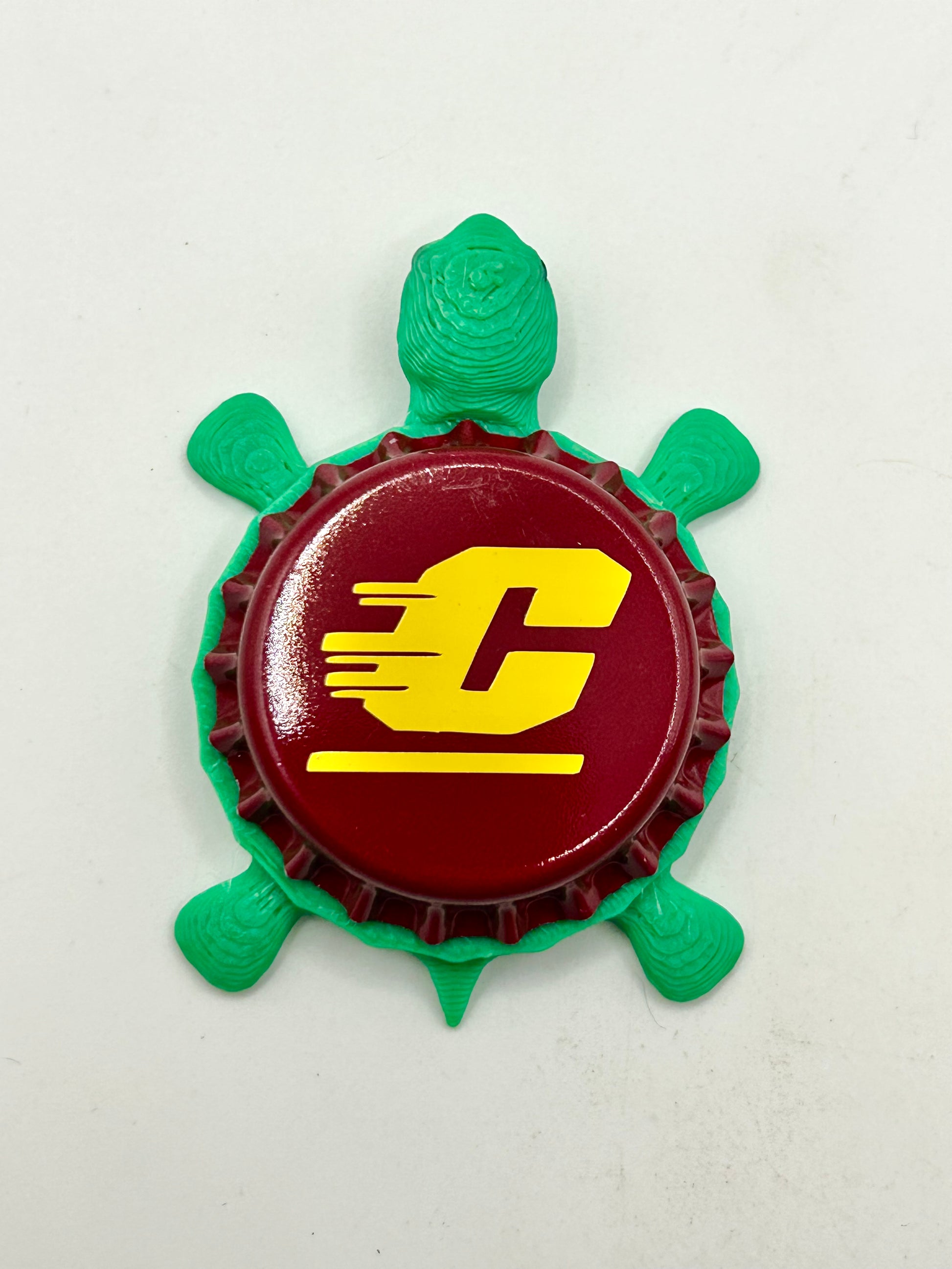 Central Michigan - Bottle Cap Magnet Turtle Shell Shocked Art