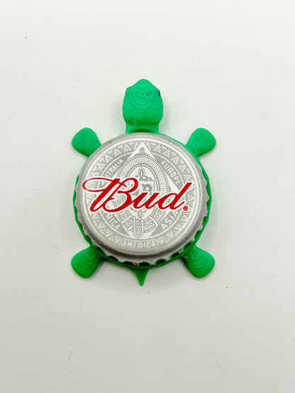 Bud (Budweiser, Red Text) - Bottle Cap Magnet Turtle Shell Shocked Art