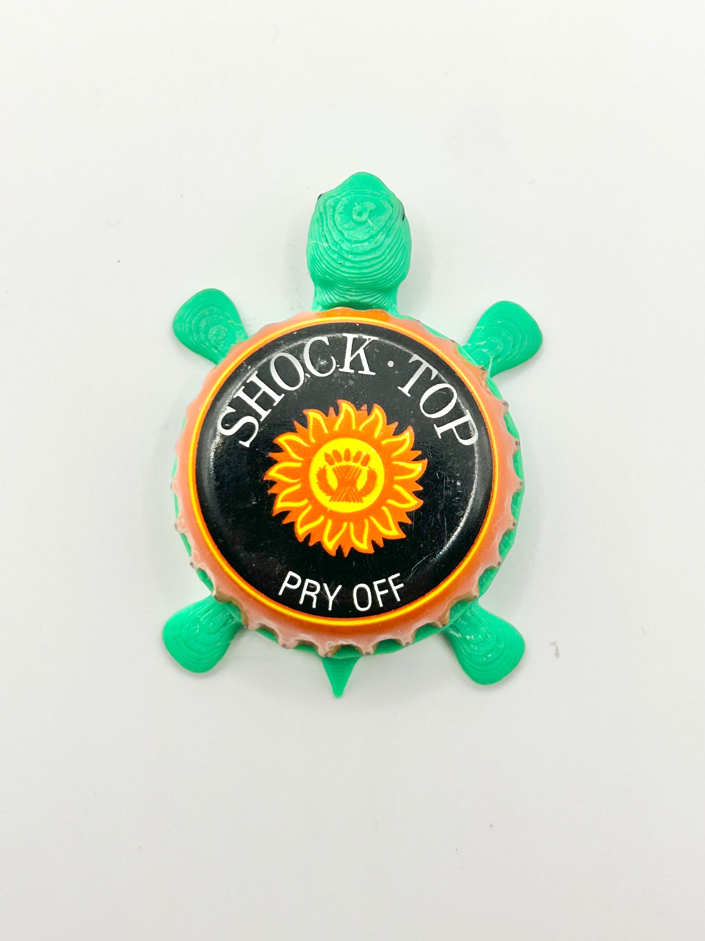 Shock Top Belgian White (Orange Vintage) - Bottle Cap Magnet Turtle