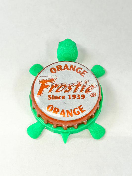 Frostie Orange Soda - Bottle Cap Magnet Turtle