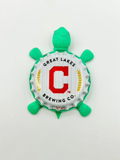 Great Lakes Brewing Co (Cleveland Logo) - Bottle Cap Magnet Turtle Shell Shocked Art