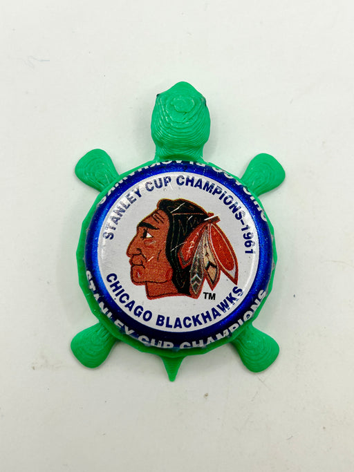 Chicago Blackhawks Stanley Cup Champions (1961) - Bottle Cap Magnet Turtle Shell Shocked Art