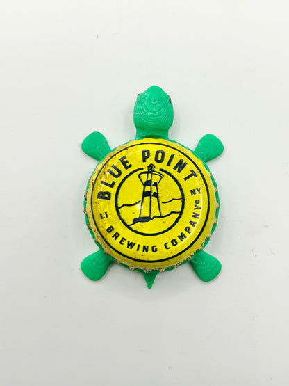 Blue Point Brewing Co (Yellow) - Bottle Cap Magnet Turtle Shell Shocked Art