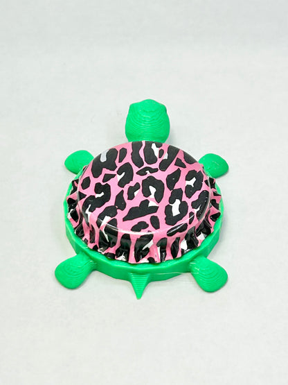Pink Cheetah Print - Bottle Cap Magnet Turtle Shell Shocked Art