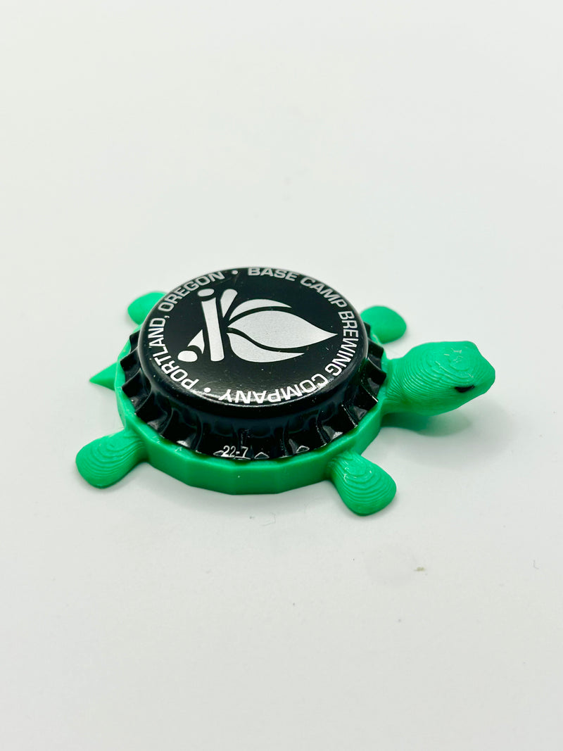 Base Camp Brewing - Bottle Cap Magnet Turtle Shell Shocked Art