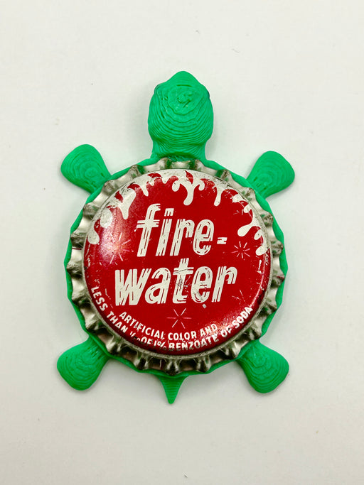 Fire Water - Bottle Cap Magnet Turtle Shell Shocked Art