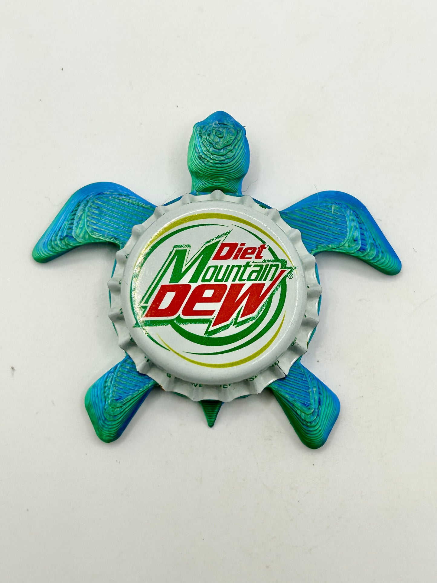 Diet Mountain Dew - Sea Turtle Bottle Cap Magnet Shell Shocked Art
