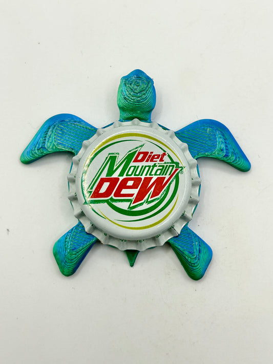 Diet Mountain Dew - Sea Turtle Bottle Cap Magnet Shell Shocked Art