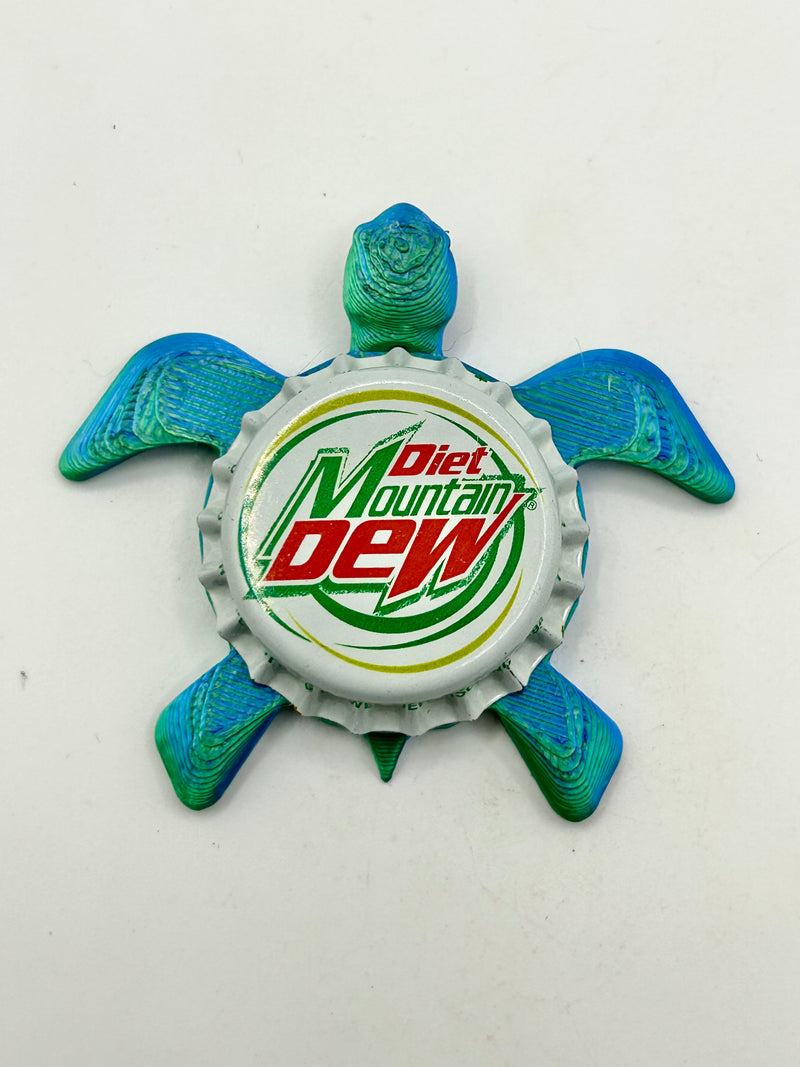 Diet Mountain Dew - Sea Turtle Bottle Cap Magnet Shell Shocked Art