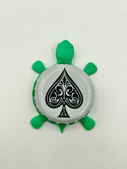 Ace of Spades - Bottle Cap Magnet Turtle