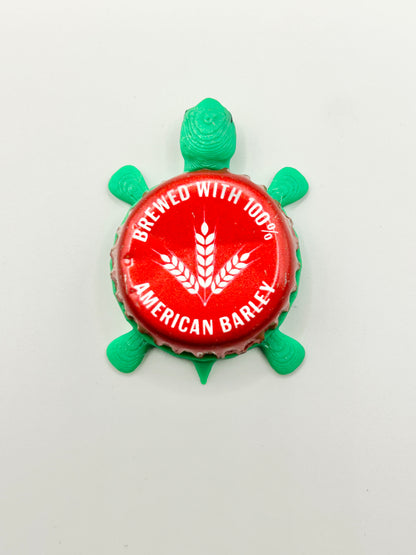 Budweiser (American Barley) - Bottle Cap Magnet Turtle Shell Shocked Art