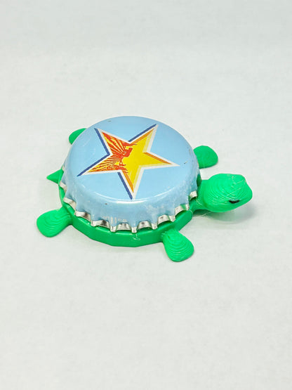 Newcastle Summer Ale - Bottle Cap Magnet Turtle Shell Shocked Art