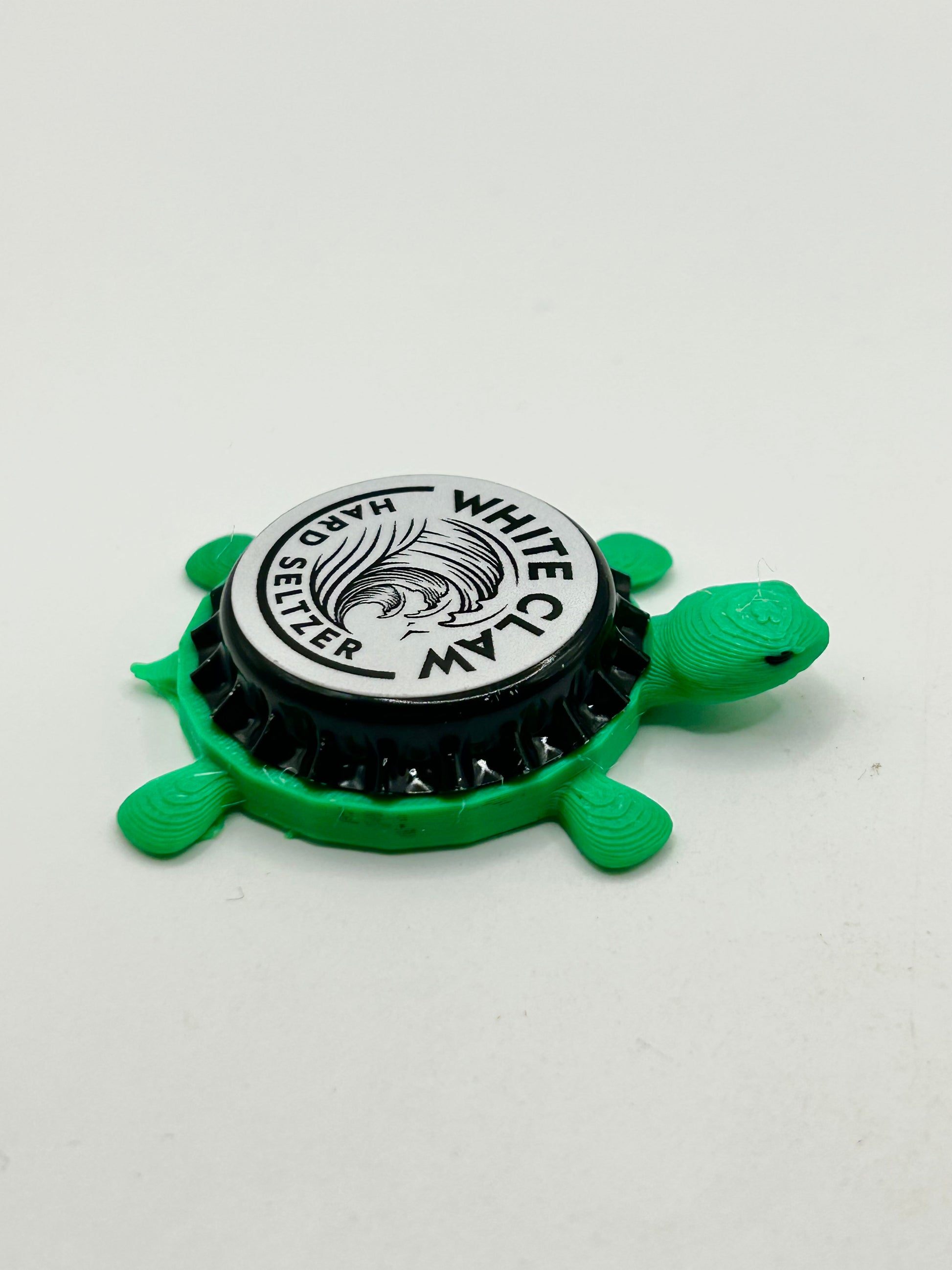 White Claw Hard Seltzer - Bottle Cap Magnet Turtle Shell Shocked Art