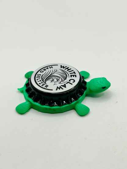 White Claw Hard Seltzer - Bottle Cap Magnet Turtle Shell Shocked Art