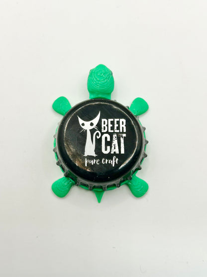 Beer Cat Pure Craft - Bottle Cap Magnet Turtle Shell Shocked Art