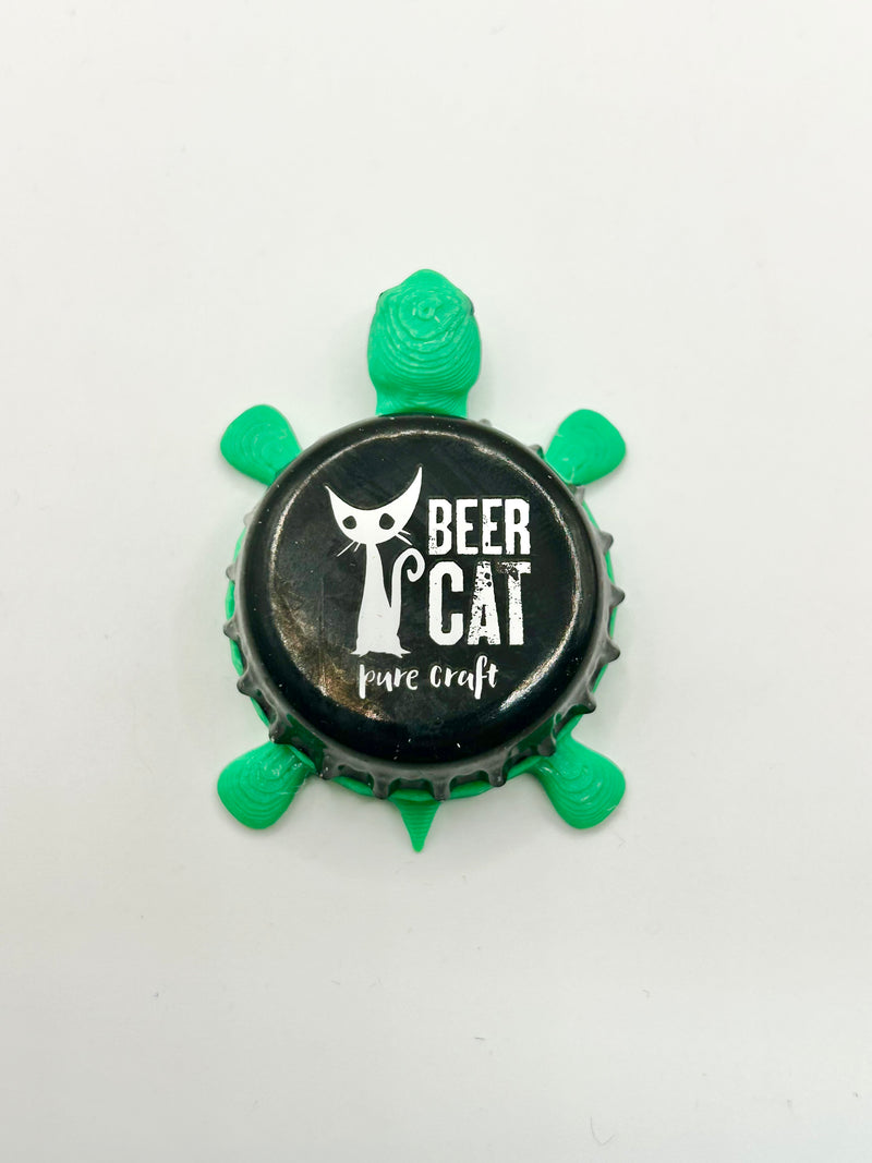 Beer Cat Pure Craft - Bottle Cap Magnet Turtle Shell Shocked Art