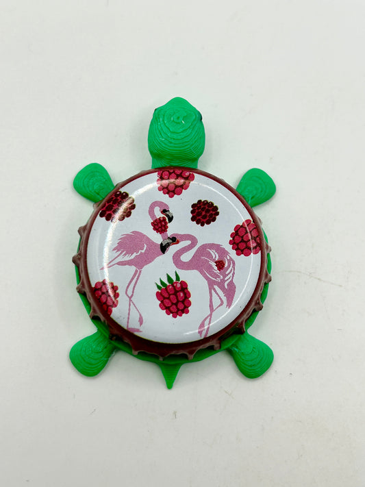 Flamingo Fruit Fight Raspberry Ale (Bell’s Beer) - Bottle Cap Magnet Turtle Shell Shocked Art