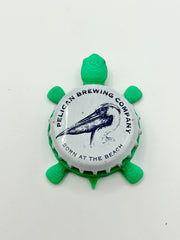 Pelican Brewing (Black) - Bottle Cap Magnet Turtle Shell Shocked Art