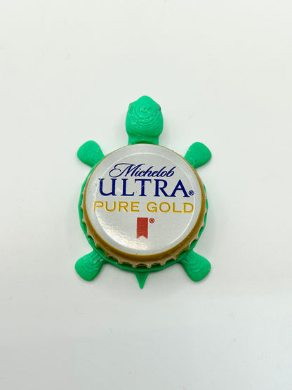 Michelob Ultra Pure Gold - Bottle Cap Magnet Turtle Shell Shocked Art