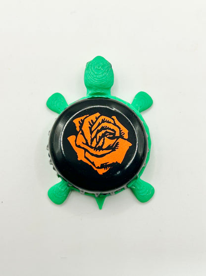 Bridgeport Brewing Rose - Bottle Cap Magnet Turtle Shell Shocked Art