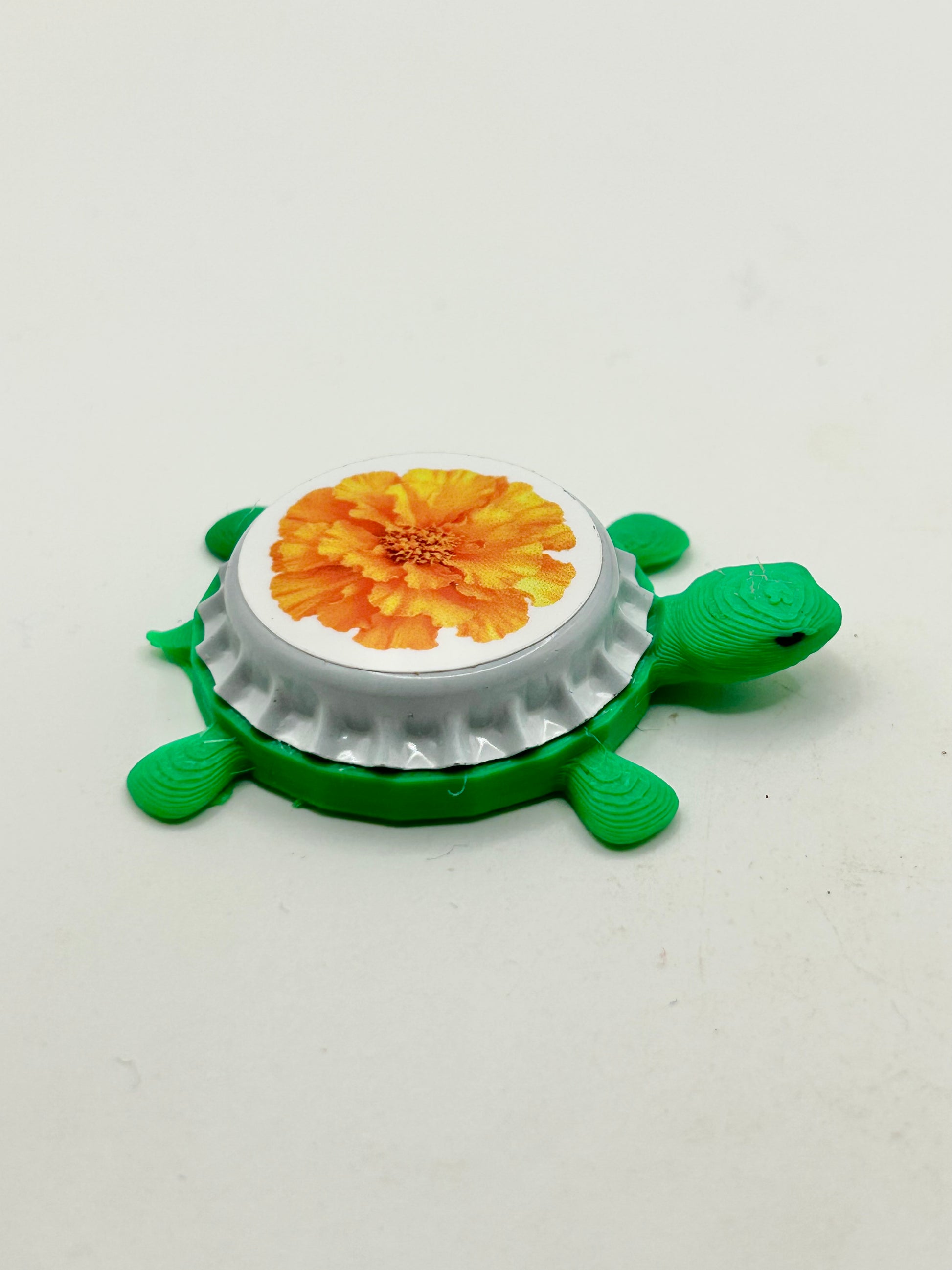 Marigold - Bottle Cap Magnet Turtle Shell Shocked Art