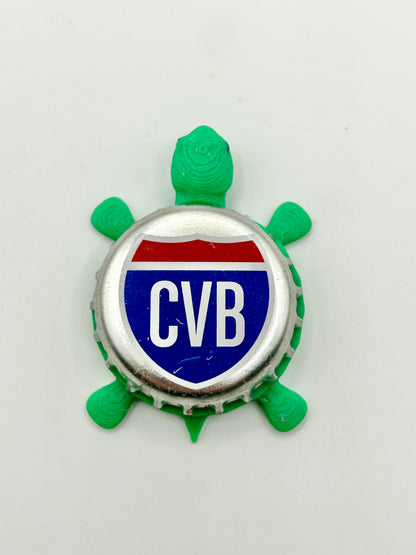 Coachella Valley Brewing - Bottle Cap Magnet Turtle Shell Shocked Art