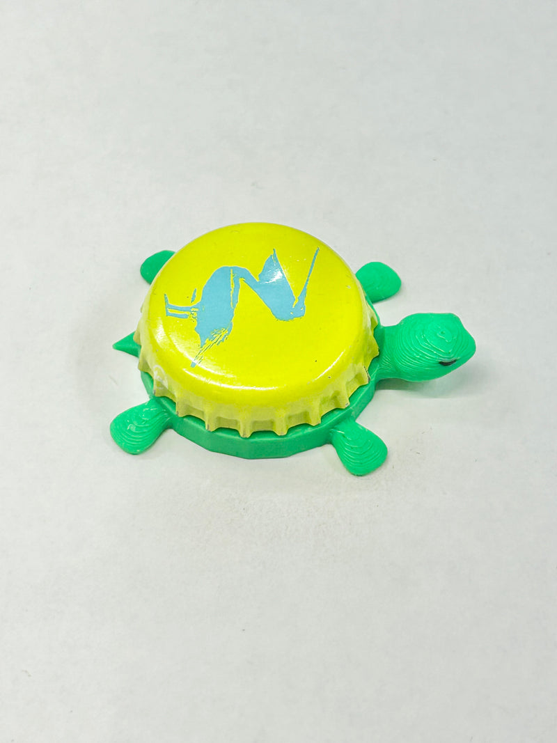 Islamorada (Pelican Mouth Open) - Bottle Cap Magnet Turtle Shell Shocked Art