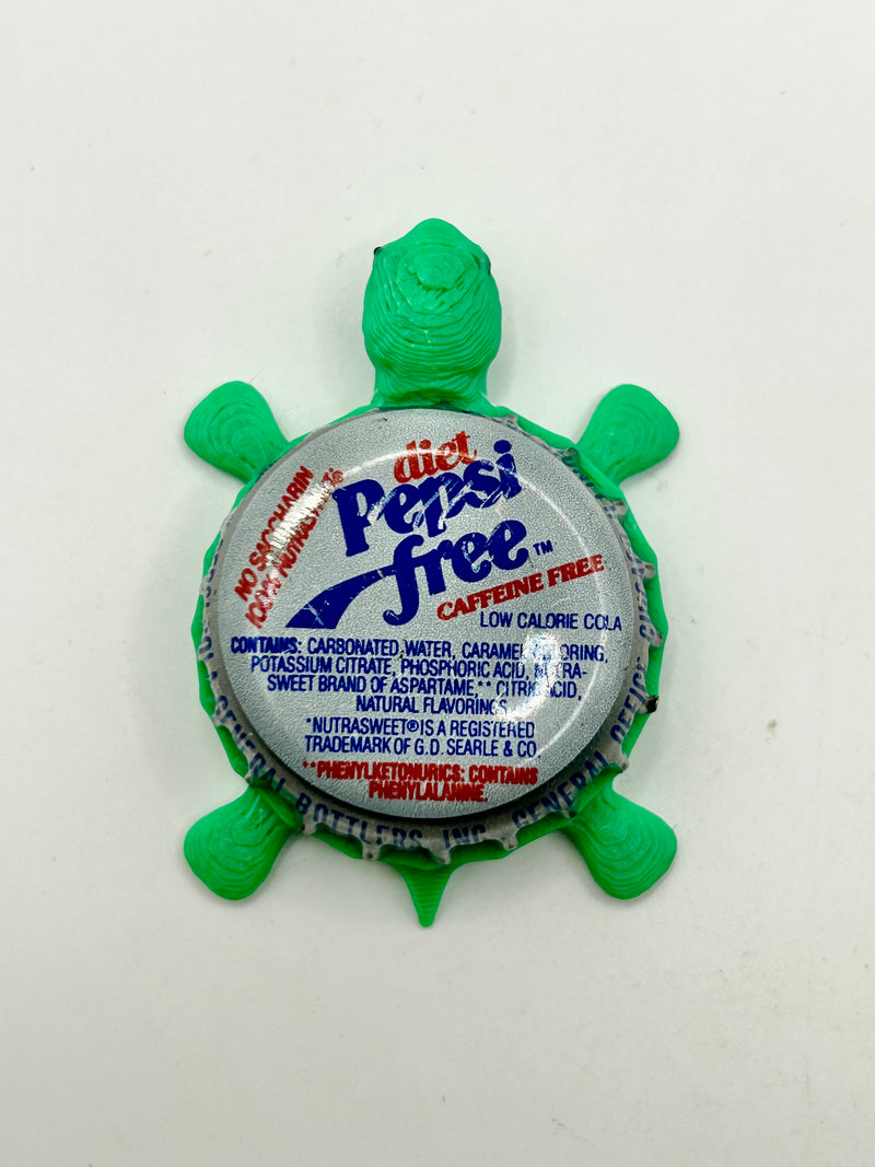 Diet Pepsi Free - Bottle Cap Magnet Turtle Shell Shocked Art