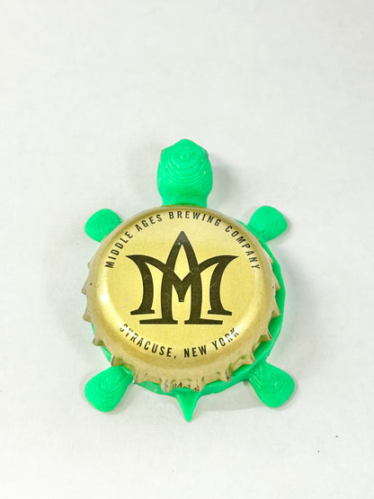 Middle Ages Brewing - Bottle Cap Magnet Turtle Shell Shocked Art