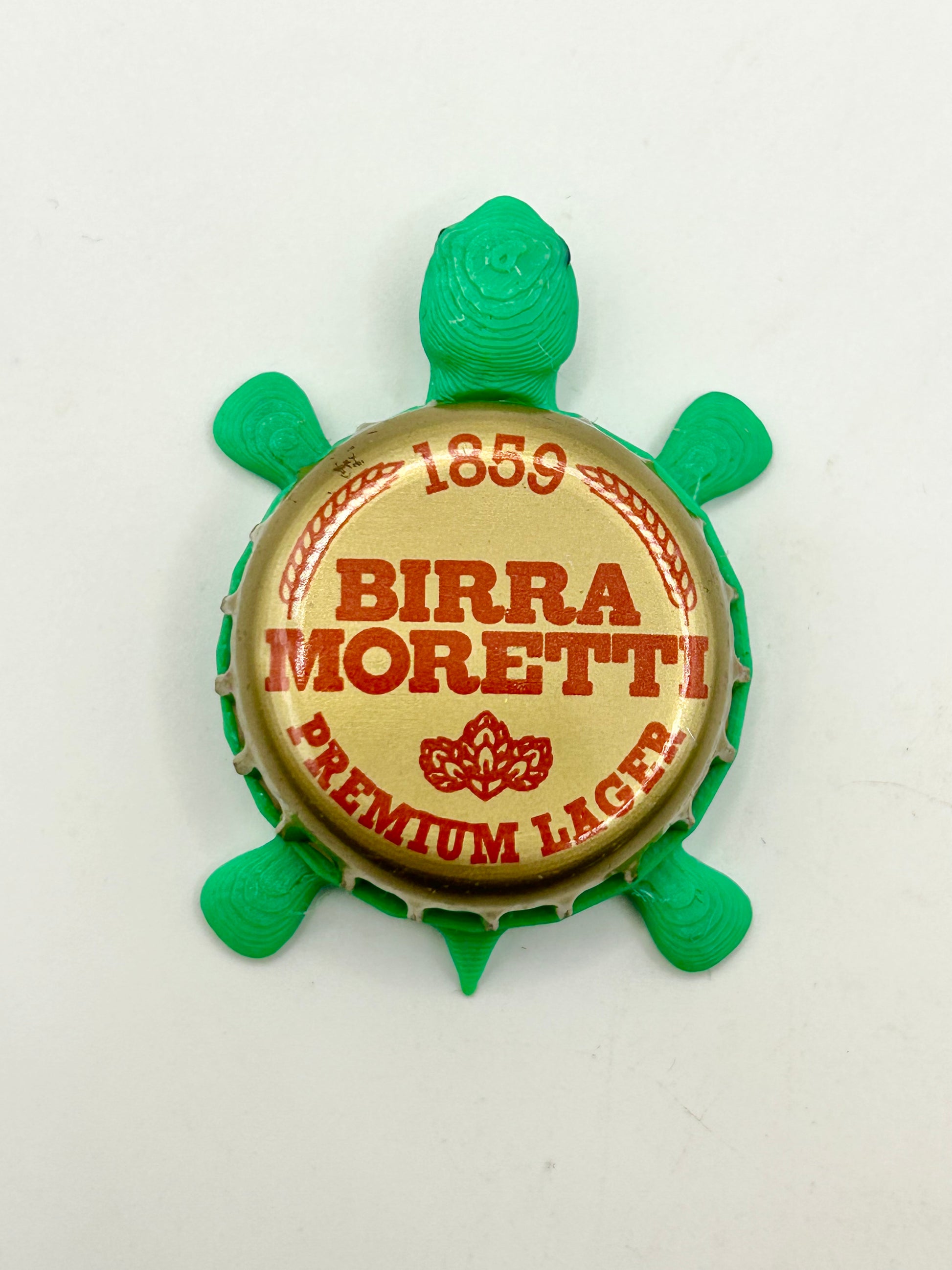 Birra Moretti (1859) - Bottle Cap Magnet Turtle Shell Shocked Art