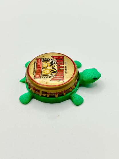 Bulldog Root Beer - Bottle Cap Magnet Turtle Shell Shocked Art