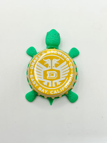 Drake’s Brewing (Yellow) - Bottle Cap Magnet Turtle Shell Shocked Art