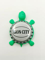 Iron City Brewery - Bottle Cap Magnet Turtle Shell Shocked Art