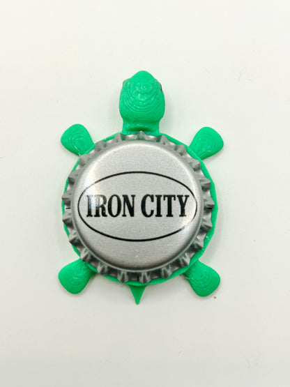 Iron City Brewery - Bottle Cap Magnet Turtle Shell Shocked Art