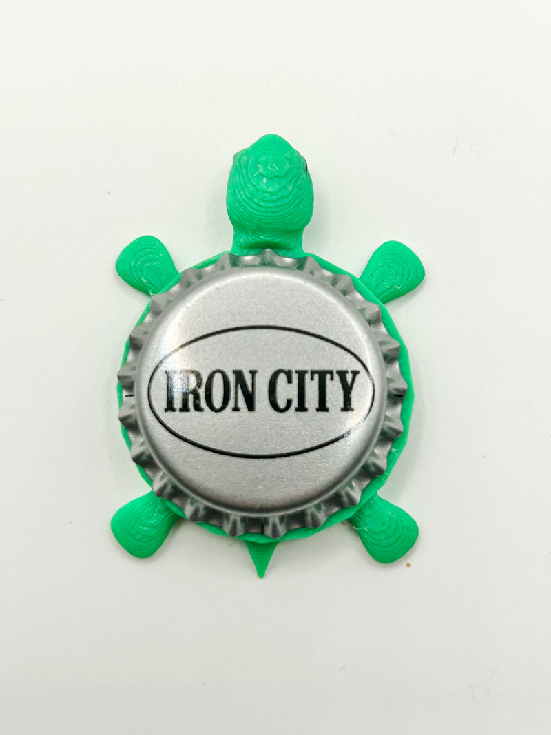 Iron City Brewery - Bottle Cap Magnet Turtle Shell Shocked Art
