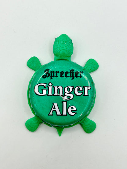 Sprecher Ginger Ale - Bottle Cap Magnet Turtle Shell Shocked Art