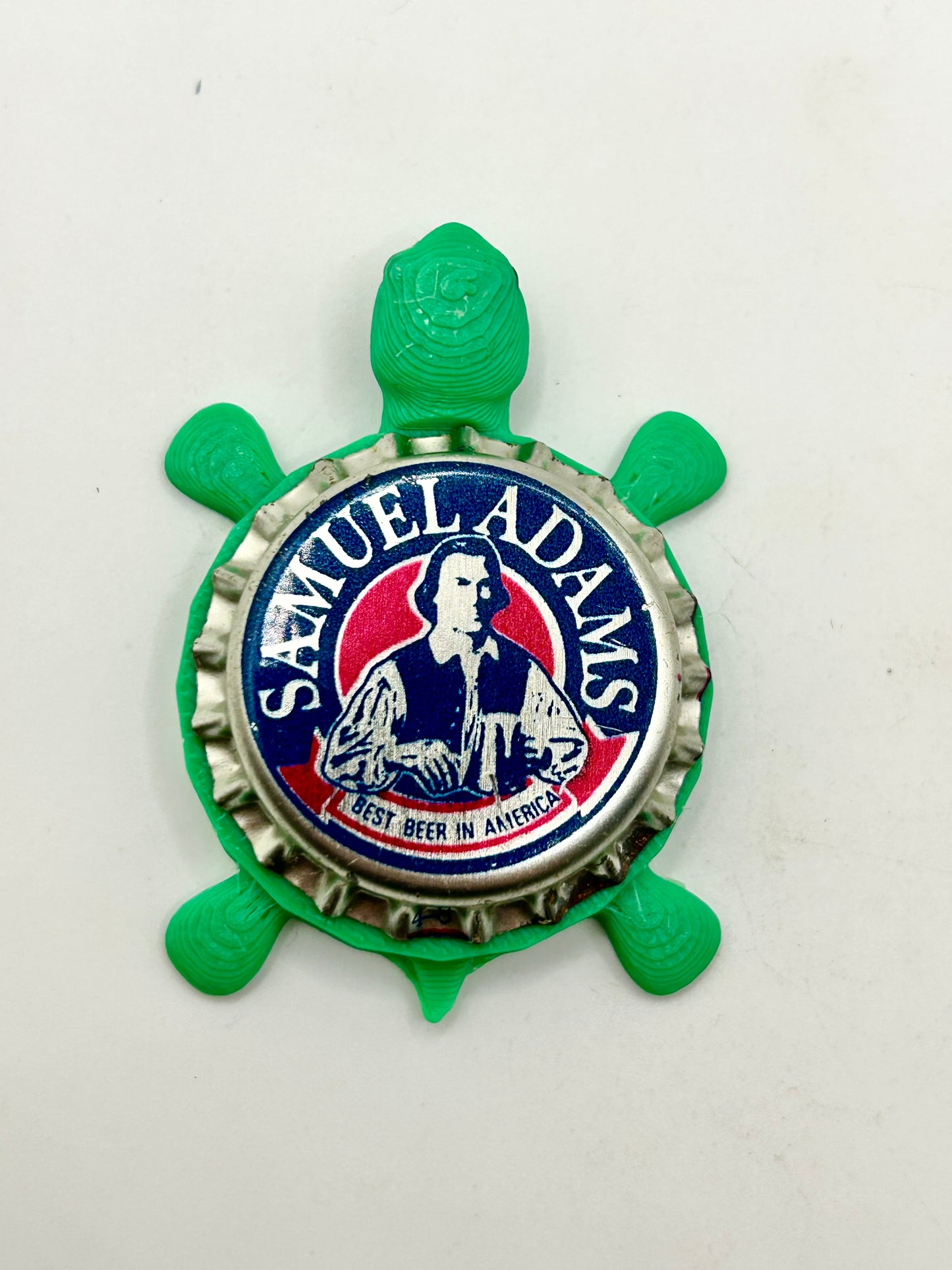 Samuel Adams Beer (Vintage) - Bottle Cap Magnet Turtle Shell Shocked Art