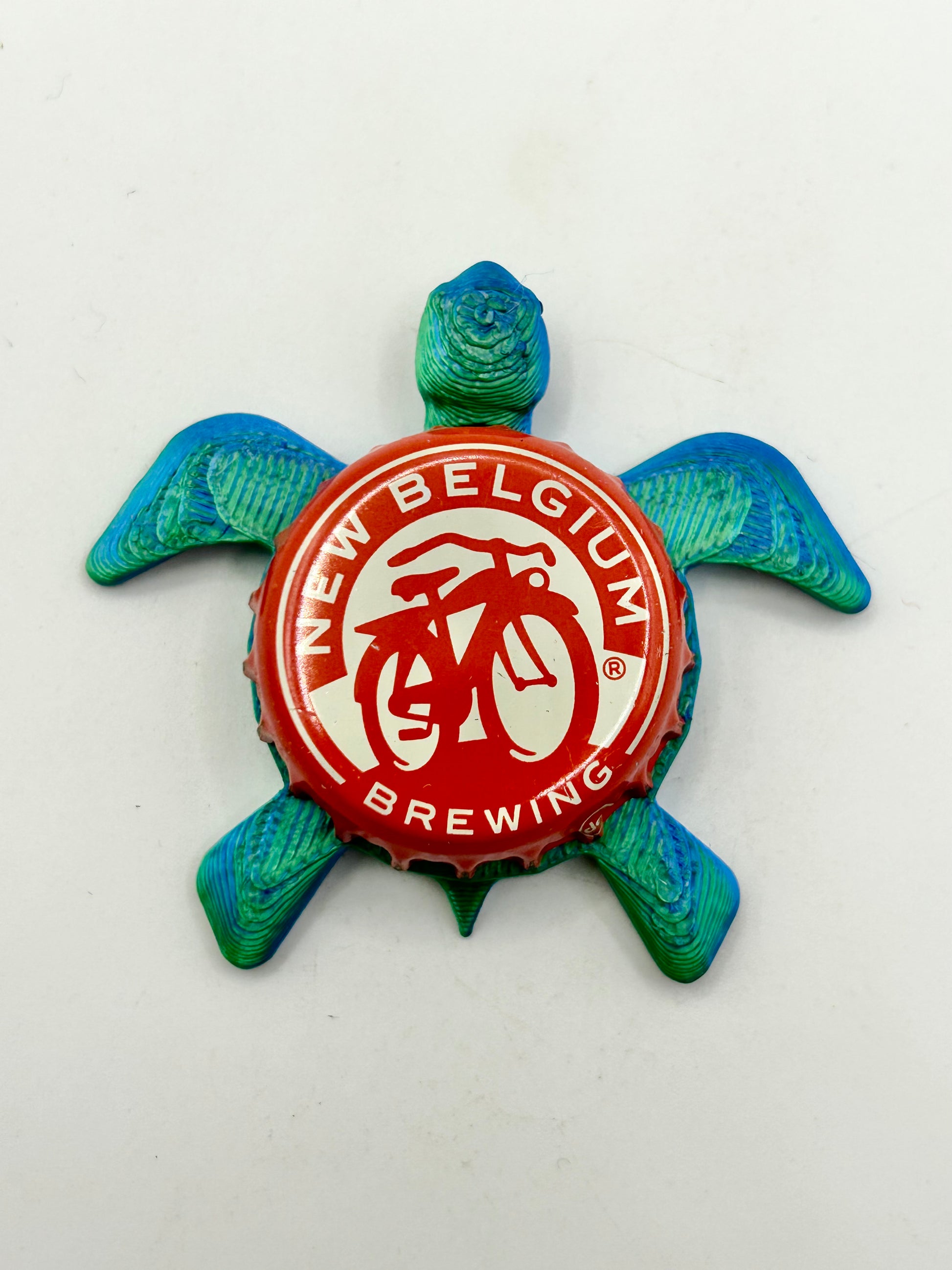 New Belgium - Sea Turtle Bottle Cap Magnet Shell Shocked Art