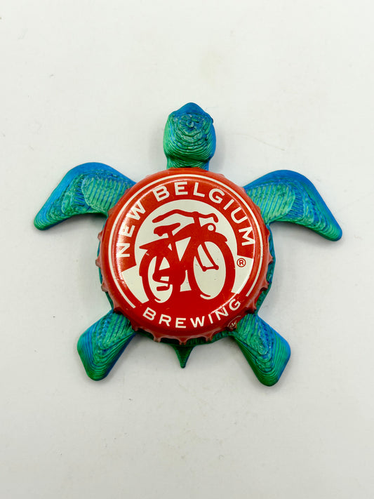 New Belgium - Sea Turtle Bottle Cap Magnet Shell Shocked Art
