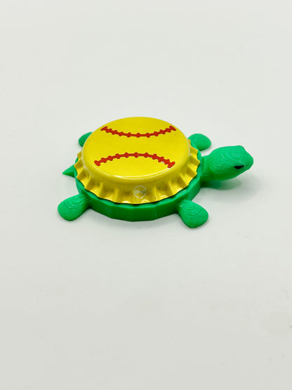 Softball - Bottle Cap Magnet Turtle Shell Shocked Art