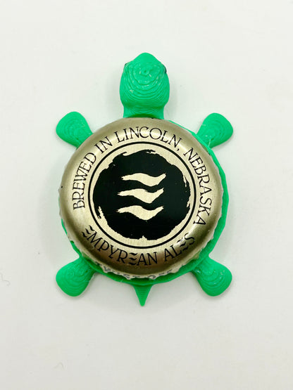 Empyrean Ales (Black Circle Border) - Bottle Cap Magnet Turtle Shell Shocked Art