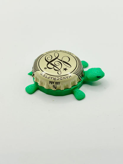 Lucky Bucket Brewing (Beige) - Bottle Cap Magnet Turtle Shell Shocked Art