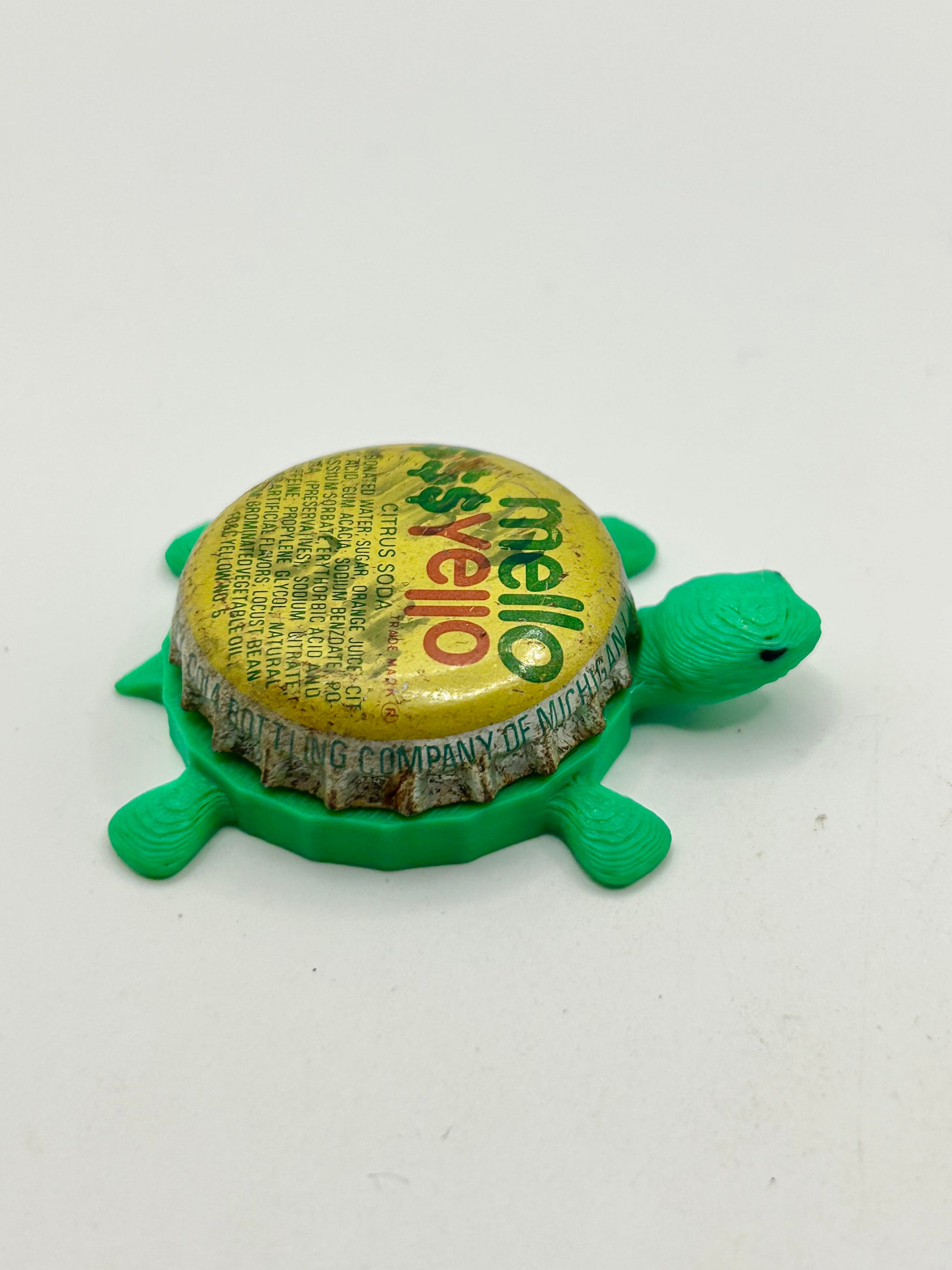 Mello Yello Citrus Soda (Money) - Bottle Cap Magnet Turtle Shell Shocked Art