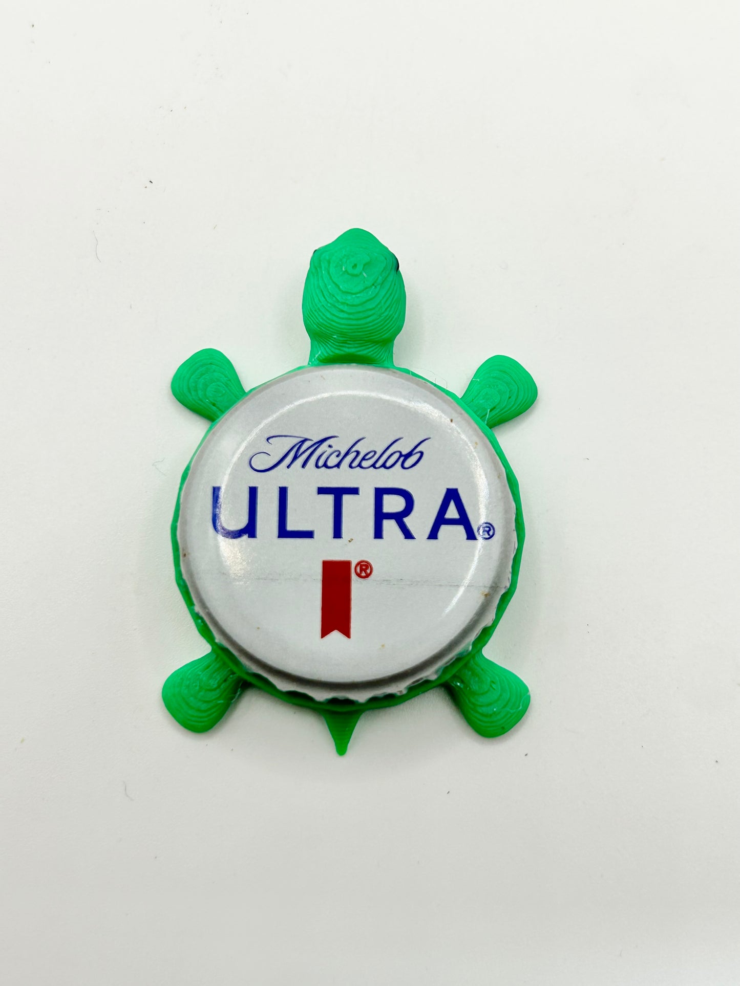 Michelob Ultra (All White Background) - Bottle Cap Magnet Turtle